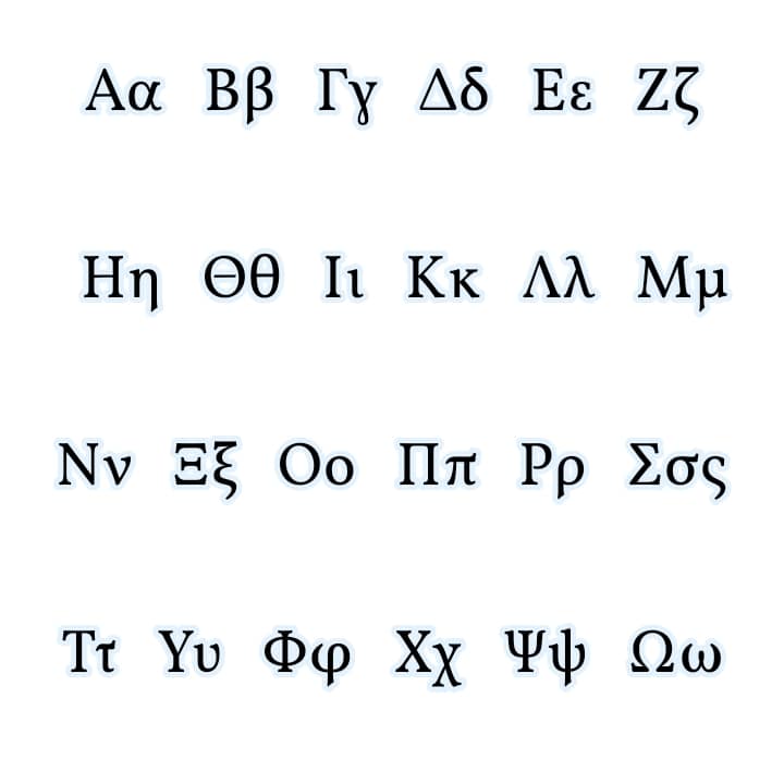 τα 33 γραμματα του ελληνικου αλφαβητου
